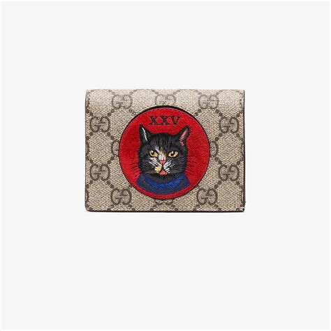 Gucci Mystic Cat Flap Card Case Gg Coated Canvas 